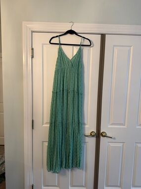 En Creme Mint Green Tiered Maxi Dress with Spaghetti Straps
